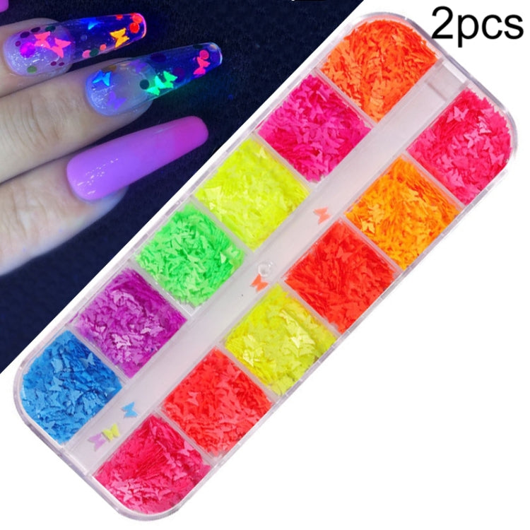 2 PCS Nail Art Butterfly Laser Symphony Sequins Reluova