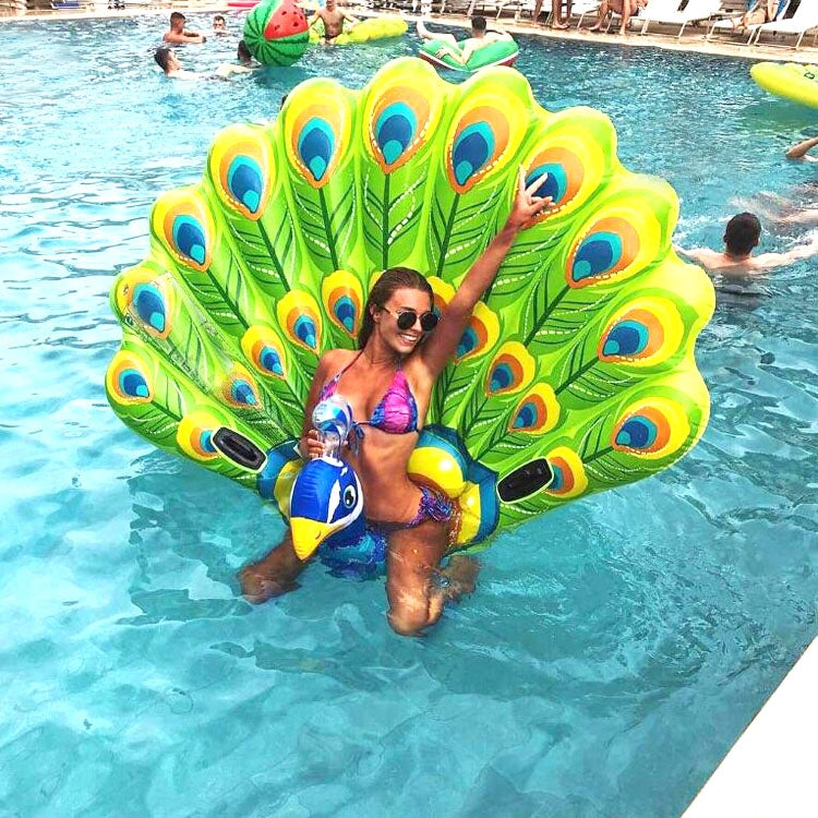 Oversized Eacock Mount Floating Row Surfboard Inflatable Lounge Chair Water Swimming Supplies