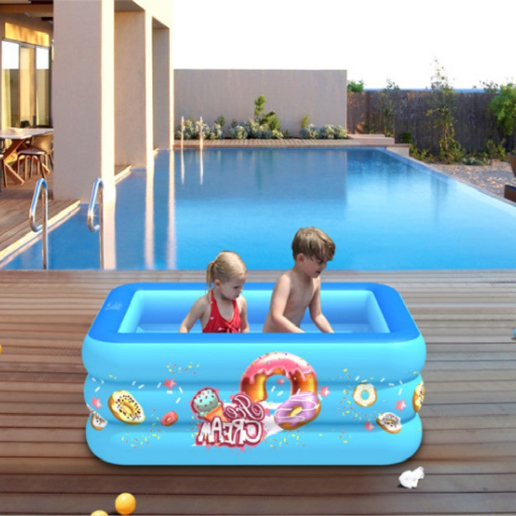 Household Indoor and Outdoor Ice Cream Pattern Children Square Inflatable Swimming Pool