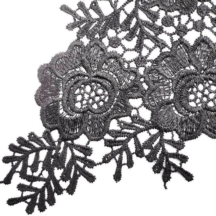 1 Pair Three-dimensional Hollow Flower Embroidery Collar Flower DIY Clothing Accessories, Unilateral Size: About 30 x 18cm