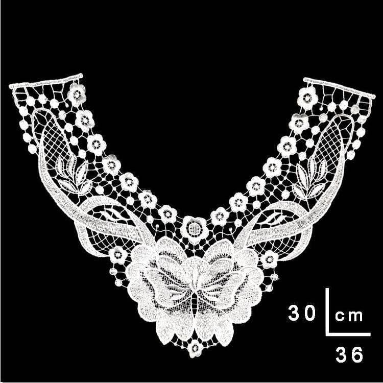 Lace Butterfly Flower Embroidery Collar Flower Three-dimensional Hollow Fake Collar DIY Clothing Accessories, Size: 36 x 30cm Reluova