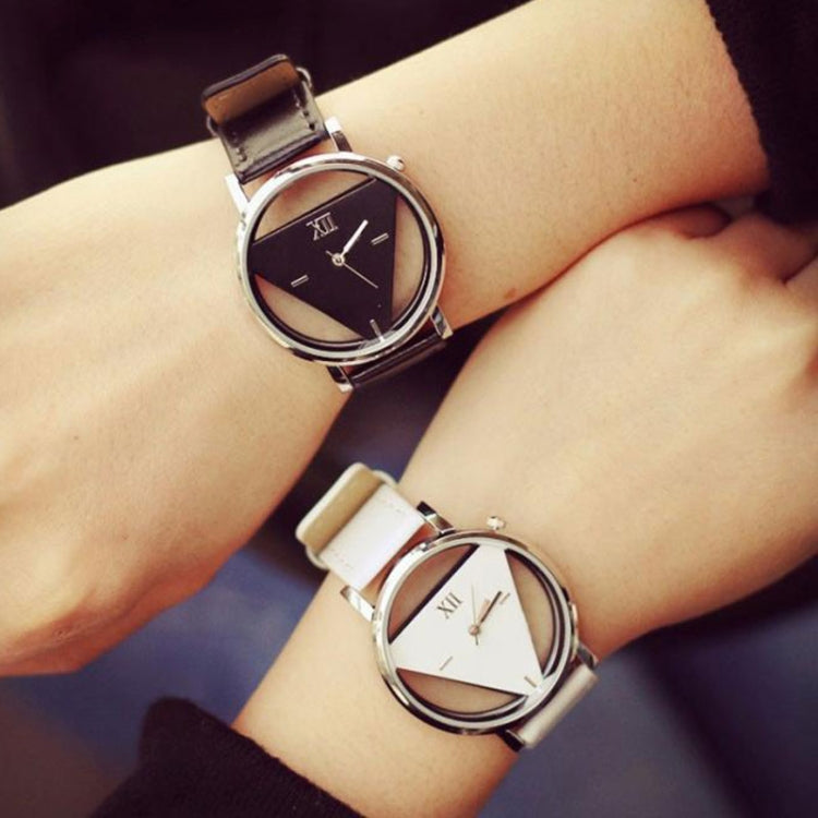 Snake Belt Women Watch Double-Sided Hollow Perspective Triangle Quartz Watch