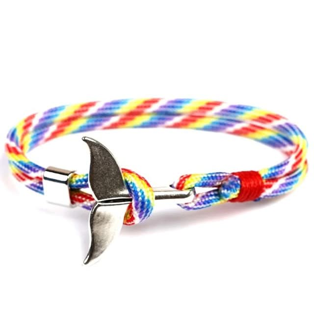 Whale Tail Anchor Charm Nautical Survival Rope Chain Bracelets