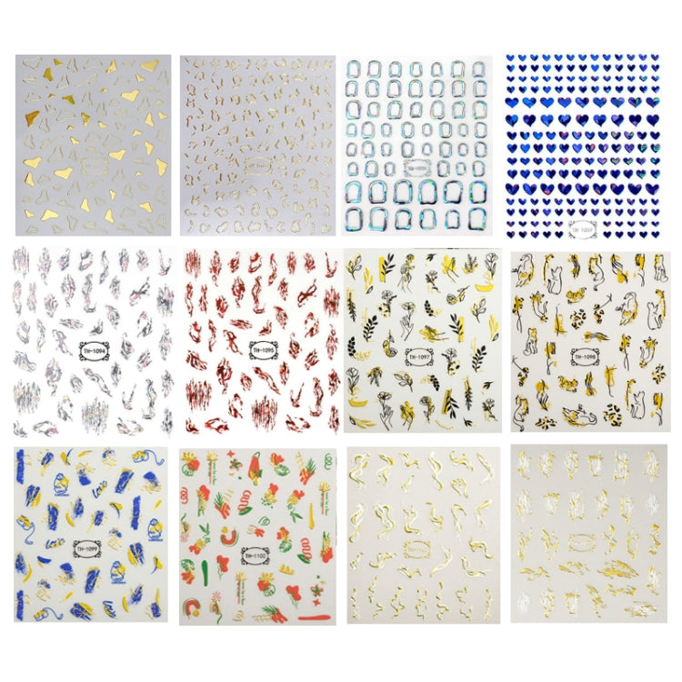 10pcs Frosted Transparent Back Adhesive Bronzing Smudged Nail Art Sticker