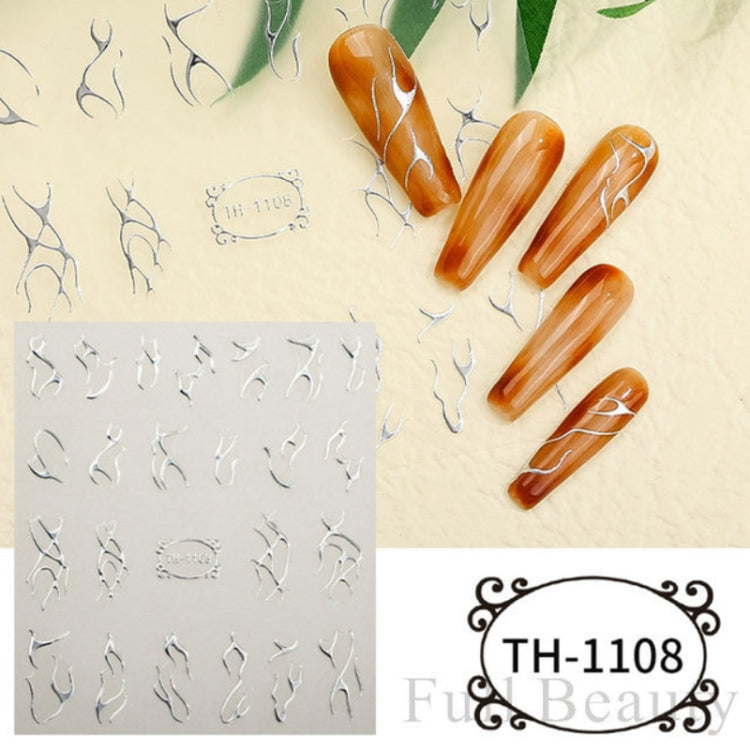 10pcs Frosted Transparent Back Adhesive Bronzing Smudged Nail Art Sticker