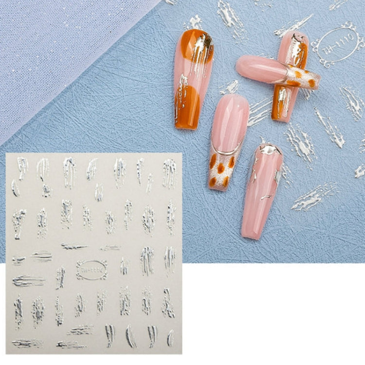 10pcs Frosted Transparent Back Adhesive Bronzing Smudged Nail Art Sticker