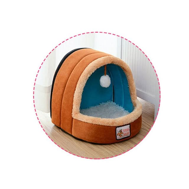 Pet Dog Cat  Warm Soft Bed Pet Cushion Dog Kennel Cat Castle Foldable Puppy House with Toy Ball - Reluova