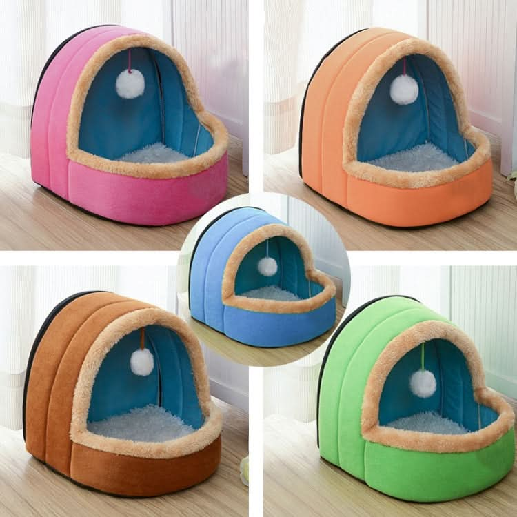 Pet Dog Cat  Warm Soft Bed Pet Cushion Dog Kennel Cat Castle Foldable Puppy House with Toy Ball - Reluova