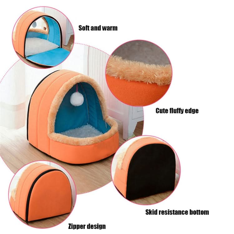 Pet Dog Cat  Warm Soft Bed Pet Cushion Dog Kennel Cat Castle Foldable Puppy House with Toy Ball - Reluova