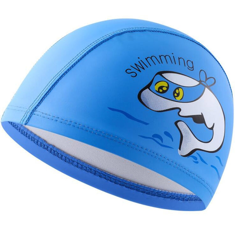 Children Swimming Cap PU Printed Cute Dolphin Pattern Elastic Swimming Cap