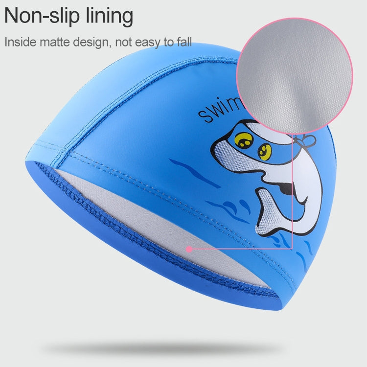 Children Swimming Cap PU Printed Cute Dolphin Pattern Elastic Swimming Cap