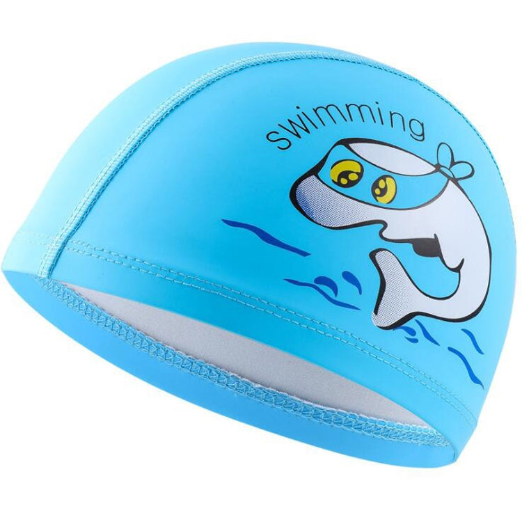 Children Swimming Cap PU Printed Cute Dolphin Pattern Elastic Swimming Cap