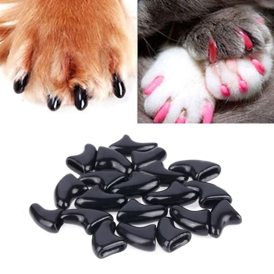 20 PCS Silicone Soft Cat Nail Caps / Cat Paw Claw / Pet Nail Protector/Cat Nail Cover, Size:XS(Black)-Reluova