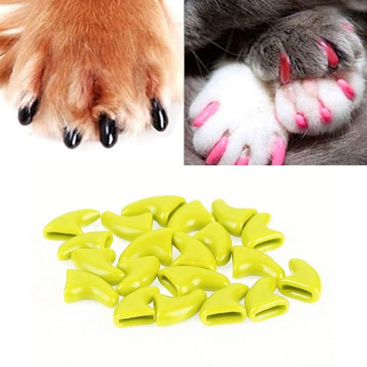 20 PCS Silicone Soft Cat Nail Caps / Cat Paw Claw / Pet Nail Protector/Cat Nail Cover, Size:XS(Yellow)-Reluova