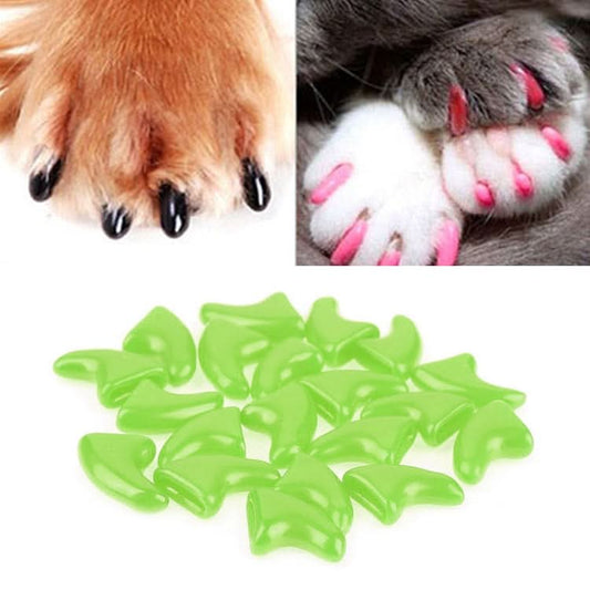 20 PCS Silicone Soft Cat Nail Caps / Cat Paw Claw / Pet Nail Protector/Cat Nail Cover, Size:XS(Green)-Reluova