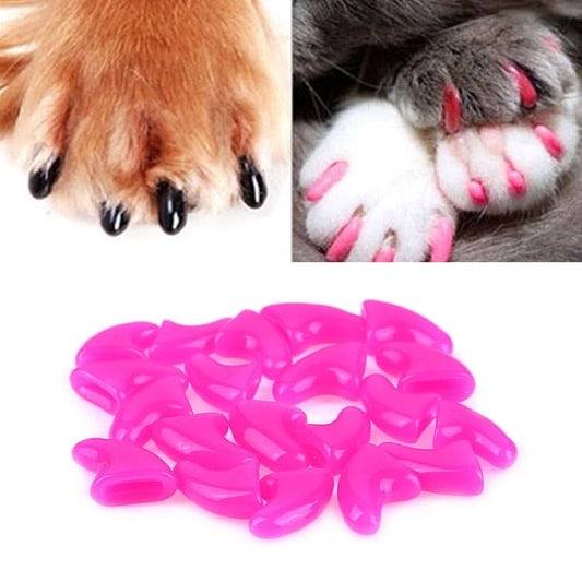 20 PCS Silicone Soft Cat Nail Caps / Cat Paw Claw / Pet Nail Protector/Cat Nail Cover, Size:XS(Rose Red)-Reluova