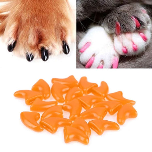 20 PCS Silicone Soft Cat Nail Caps / Cat Paw Claw / Pet Nail Protector/Cat Nail Cover, Size:XS(Orange)-Reluova