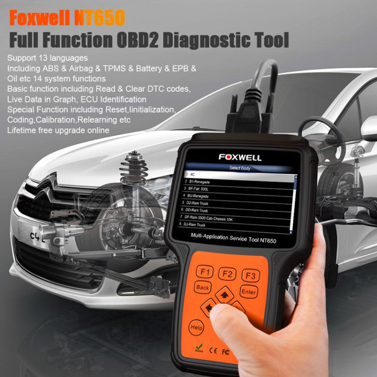 FOXWELL NT650 Elite OBD2 ABS SRS Airbag SAS Scanner Car Diagnostic Tool Auto Scanner(Black)