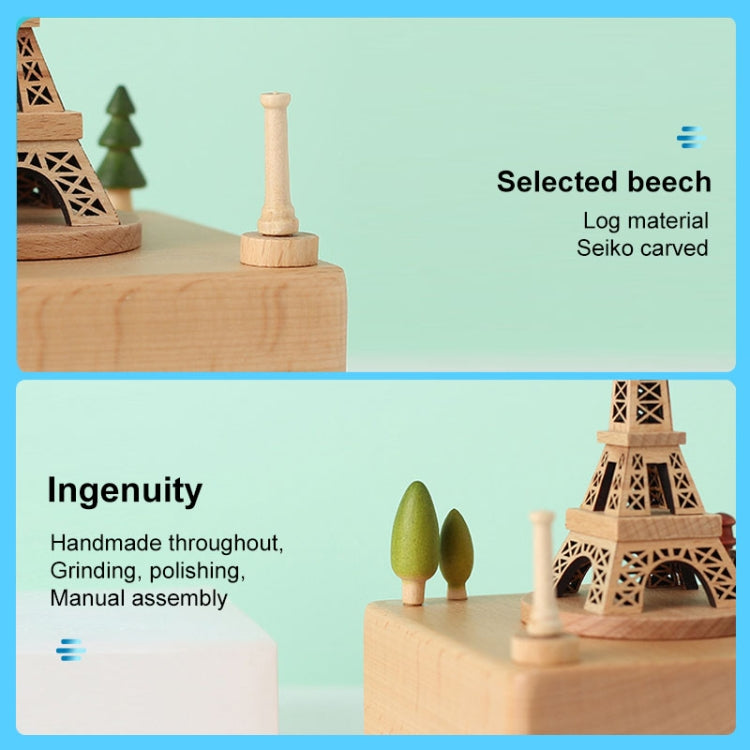 Home Creative Gift Wooden Music Box Iron Tower Music Box Decoration My Store