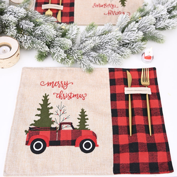 Christmas Decorations Red And Black Plaid Car Christmas Placemat Cartoon Tablecloth Table Mats My Store