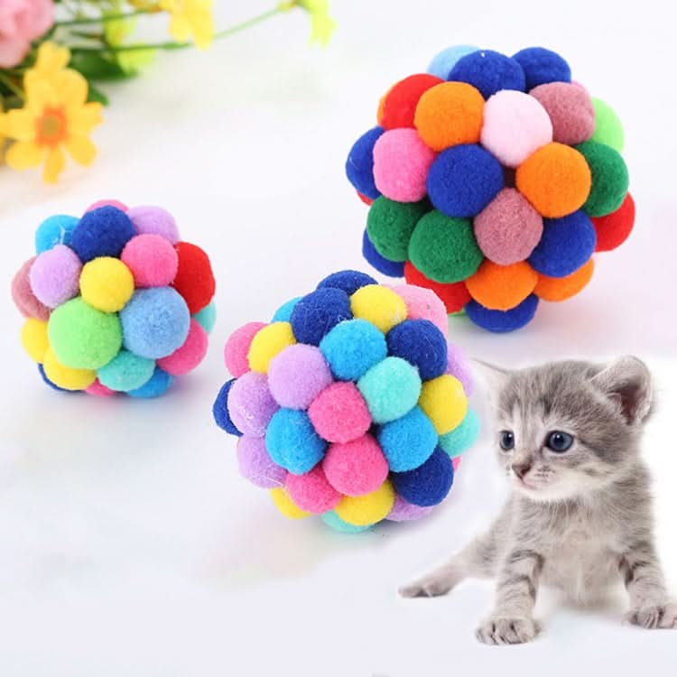 3 PCS Colorful Handmade Bells Cat Bouncy Ball Pet Toy - Reluova