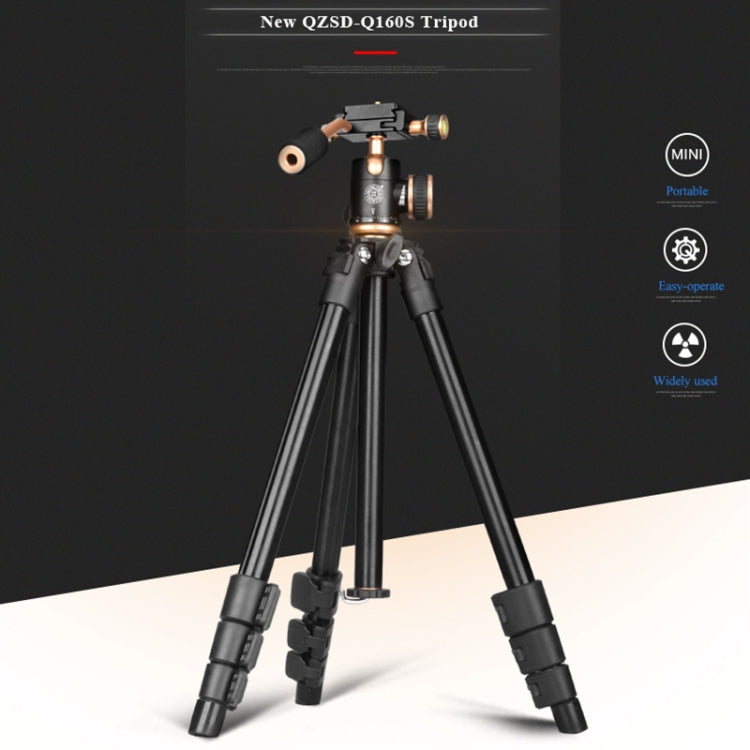 Q160s 4-Section Folding Legs Live Broadcast Aluminum Alloy Tripod Mount with Damping Tripod Ball-Head