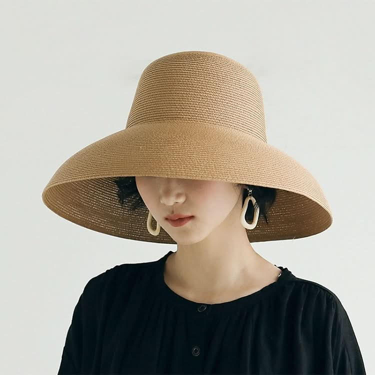 Big Eaves Straw Hat  Female Summer Sunscreen Basin Hat Beach Vacation Sunhat Fisherman Hat Reluova