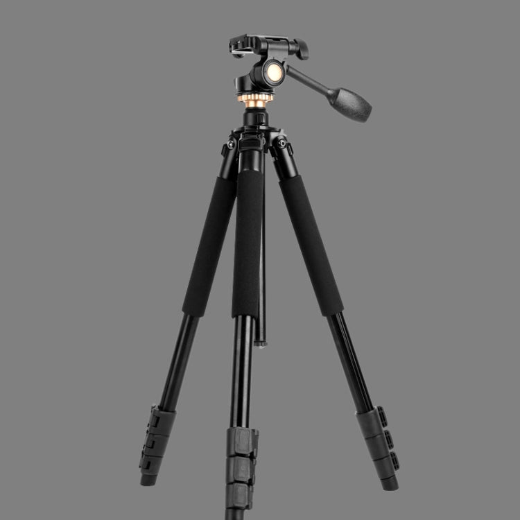 Q338 4-Section Folding Legs Live Broadcast Aluminum Alloy Tripod Mount