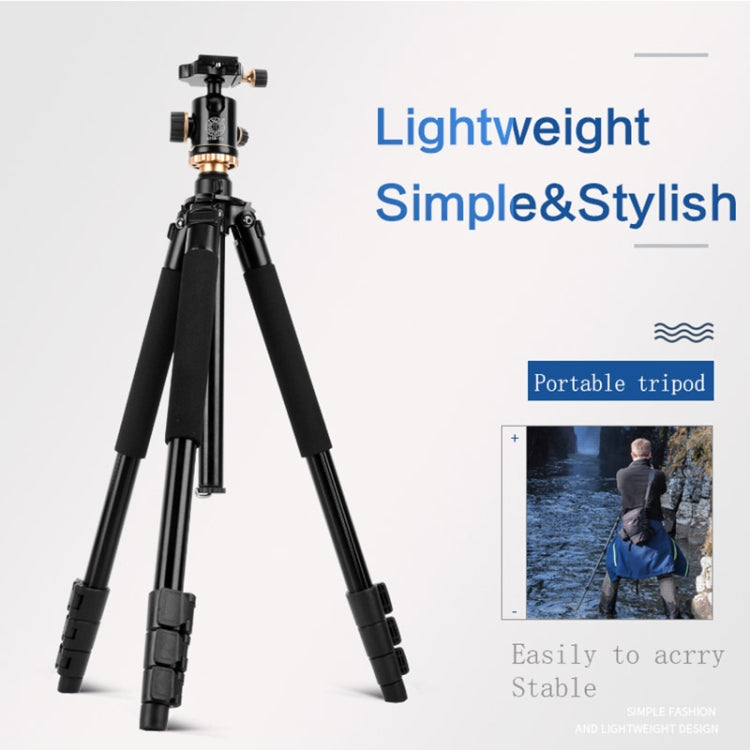 Q338 4-Section Folding Legs Live Broadcast Aluminum Alloy Tripod Mount