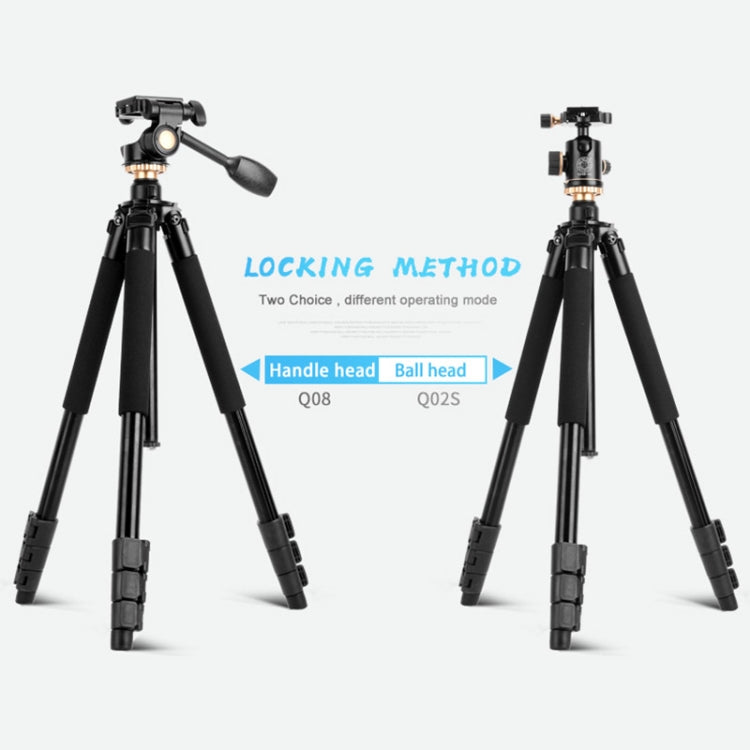 Q338 4-Section Folding Legs Live Broadcast Aluminum Alloy Tripod Mount