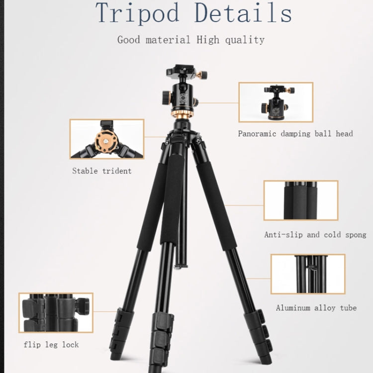 Q338 4-Section Folding Legs Live Broadcast Aluminum Alloy Tripod Mount