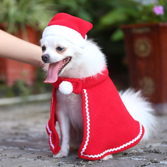 Dog Christmas Clothes Cloak Hat Dress Up Pet Hat Cloak Suit - Reluova