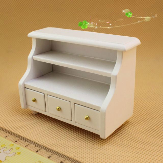 Dollhouse Mini Furniture Bathroom White Short Cabinet Towel Cabinet Model Reluova