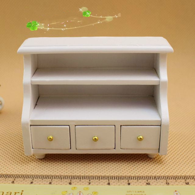 Dollhouse Mini Furniture Bathroom White Short Cabinet Towel Cabinet Model Reluova