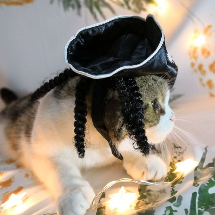 Pet Supplies Halloween Pirate Hat Cat And Dog Wig White Pirate Hat - Reluova