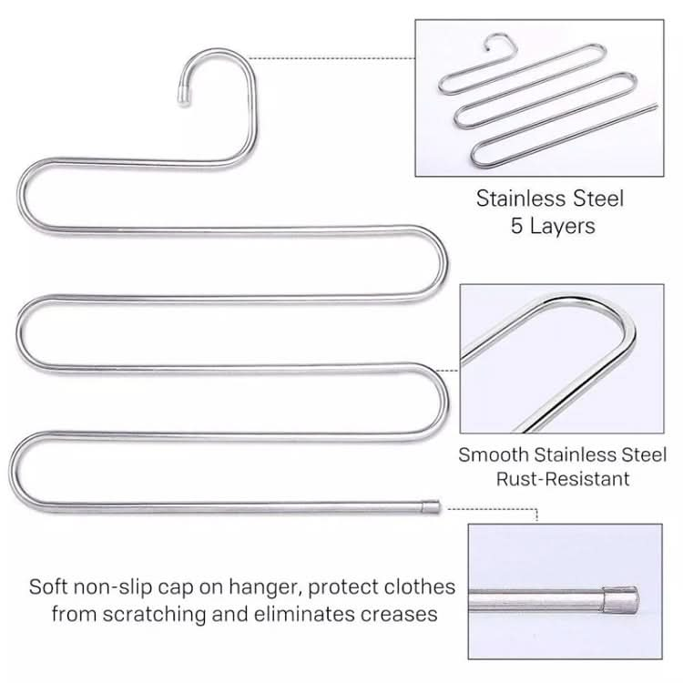 5 Layers S Shape Multi-Functional Clothes Hangers Pants Storage Hangers