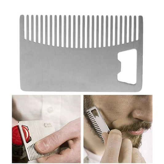 Metal Hair Beard Comb with Bottle Opener Multi-purpose Credit Card Size Tool Reluova