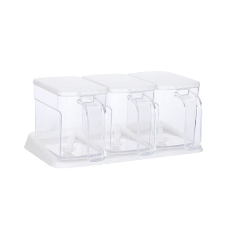 Kitchen Transparent Three-Grid Seasoning Box Set Seasoning Storage Box With Spoon - Reluova