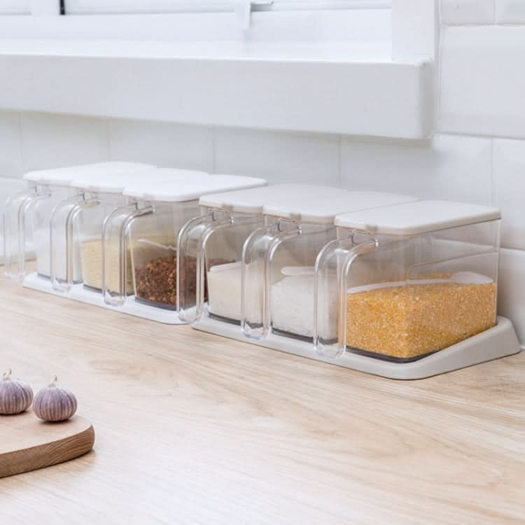 Kitchen Transparent Three-Grid Seasoning Box Set Seasoning Storage Box With Spoon - Reluova