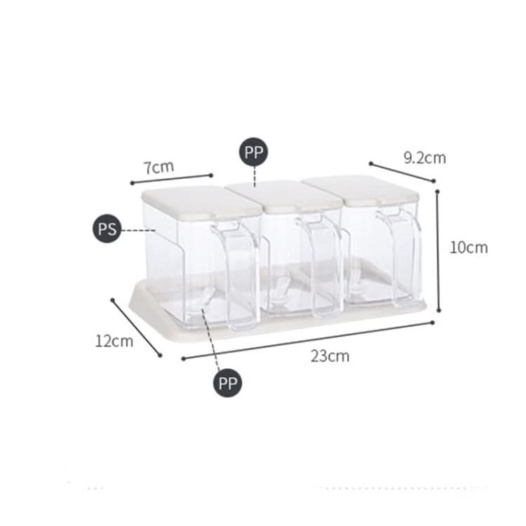 Kitchen Transparent Three-Grid Seasoning Box Set Seasoning Storage Box With Spoon - Reluova