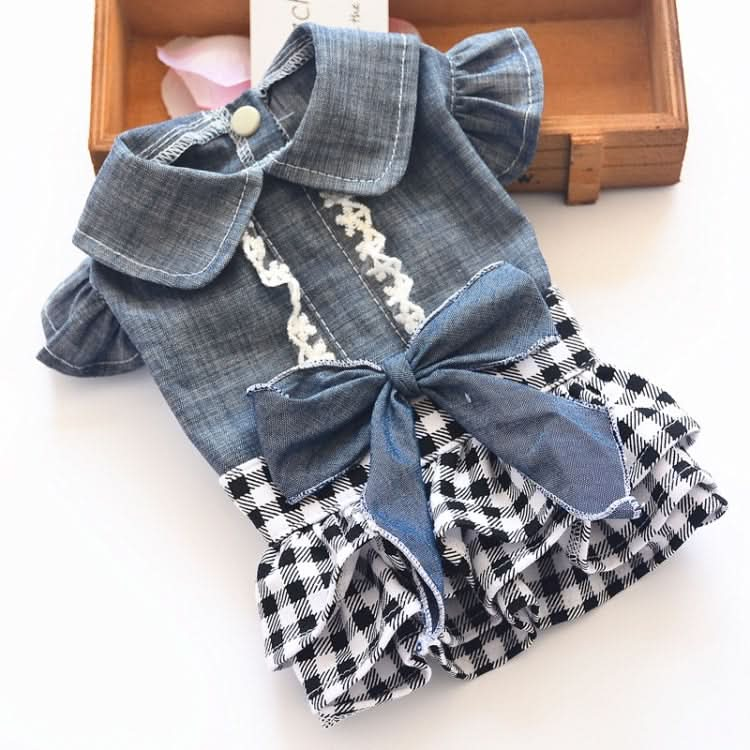 Pet Clothes Autumn And Winter Skirt Thin Dog Skirt Small Dog Princess Bow Denim Skirt - Reluova