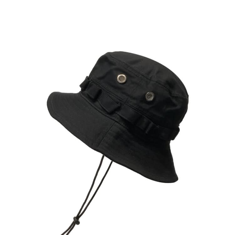 Outdoor Hip-Hop Hat Fisherman Hat Windproof Basin Hat with Drawstring Reluova