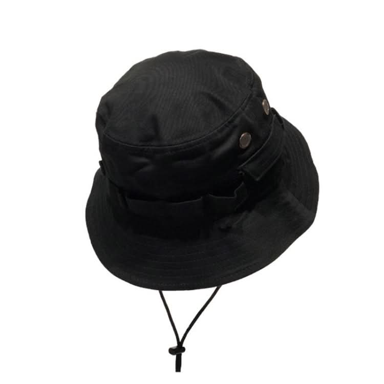 Outdoor Hip-Hop Hat Fisherman Hat Windproof Basin Hat with Drawstring Reluova