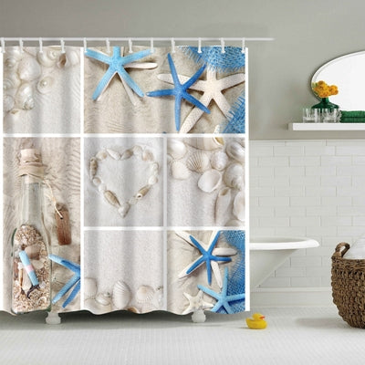 Colorful Beach Conch Starfish Shell Polyester Washable Bath Shower Curtains, Series 2 My Store