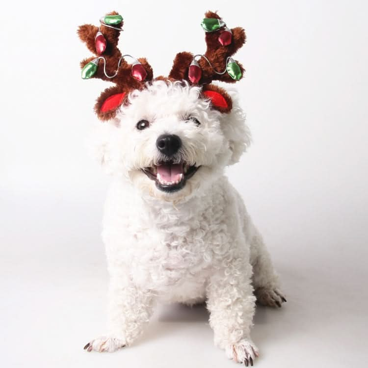 Pet Supplies Puppy Christmas Hat Holiday Jewelry Sequined Antlers - Reluova