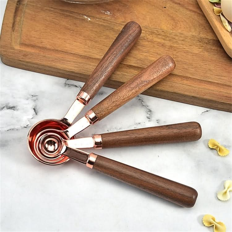 Walnut Handle Copper-Plated Kitchen Baking Tools Bartender Scale Measuring Set - Reluova