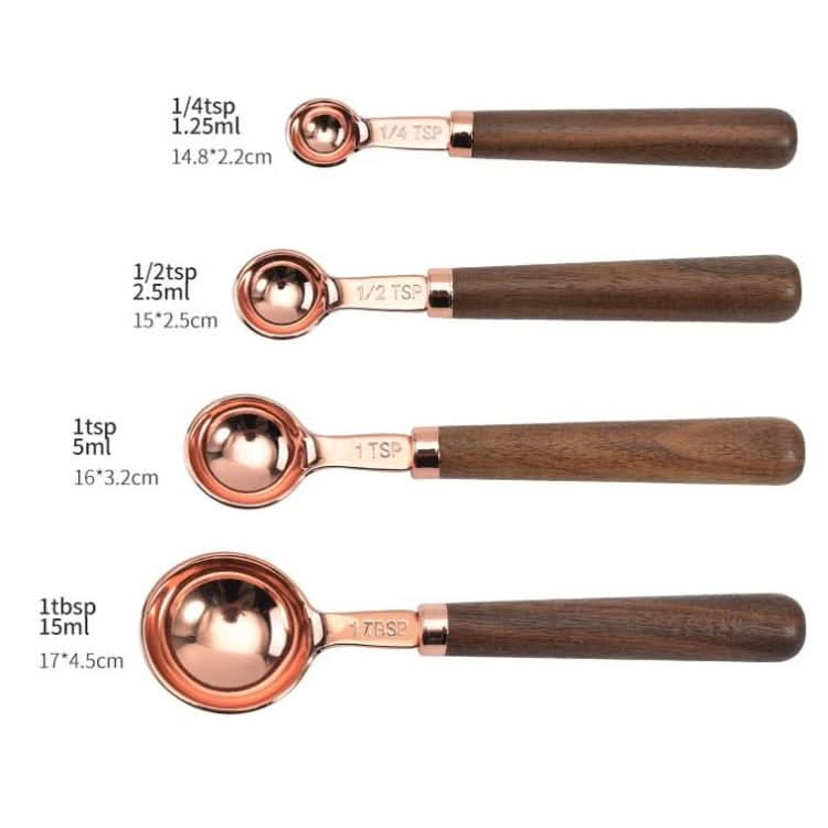 Walnut Handle Copper-Plated Kitchen Baking Tools Bartender Scale Measuring Set - Reluova