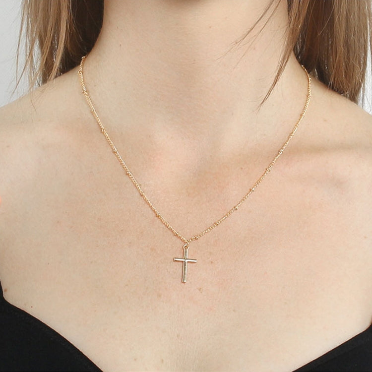 Women Fashion Bright Electroplating Cross Jewelry Necklace