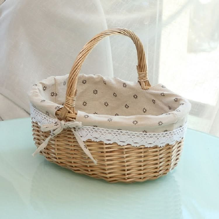 Hand-woven Picnic Basket Sackcloth Rattan Storage Basket Reluova