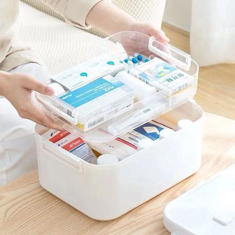 Household Portable Cosmetic Finishing Storage Box Large-capacity Family Safety Emergency Storage Box Double-layer Medicine Case